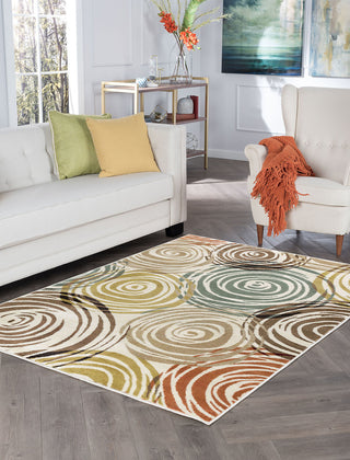 Joelle Contemporary Abstract Ivory Rectangle Area Rug, 8' x 10'