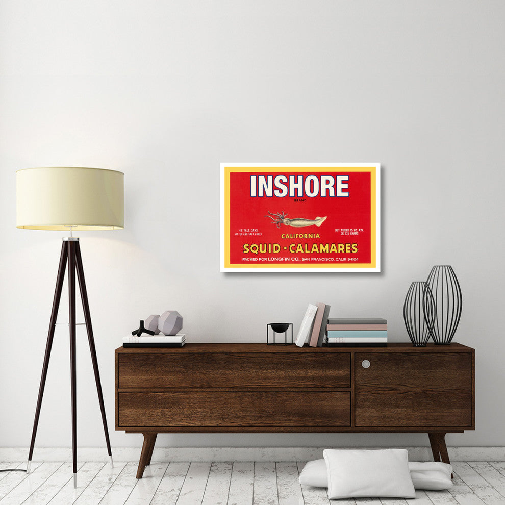 "Inshore Brand Squid - Calamares" Digital Paper Print by Retrolabel, 38"x26"