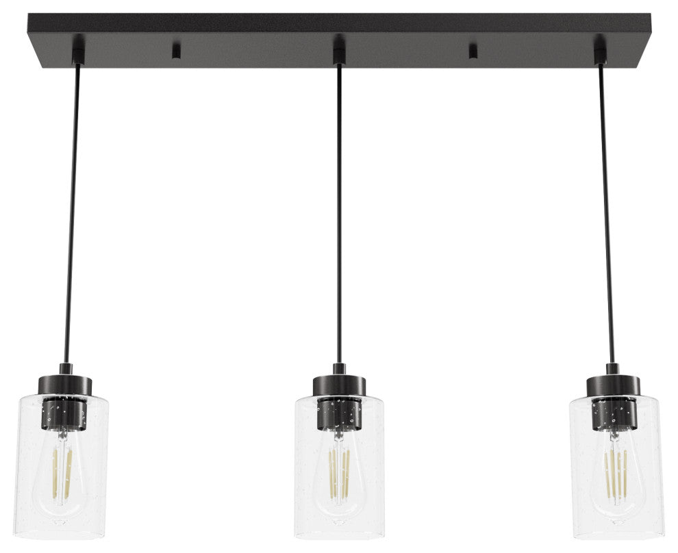 Hartland Noble Bronze With Seeded Glass 3 Light Cluster Ceiling