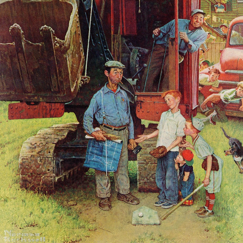 "Construction Crew" Painting Print on Canvas by Norman Rockwell