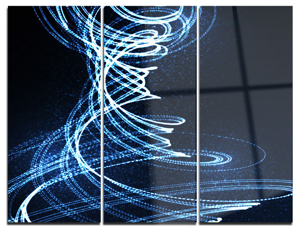 "3-D Illuminated Helix Shapes" Digital Metal Wall Art, 3 Panels, 36"x28"