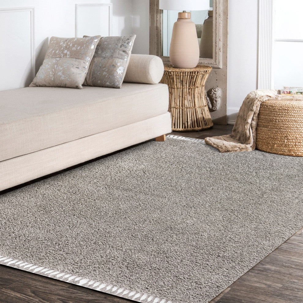 Mercer Shag Plush Tassel Area Rug, Grey, 4 X 6