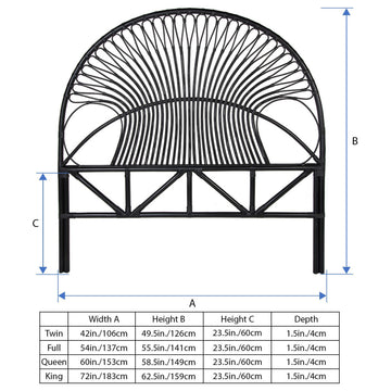 Rattan Loop Headboard Black, King