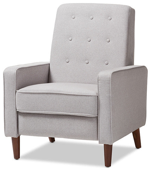 Mathias Mid-Century Modern Light Gray Upholstered Lounge Chair