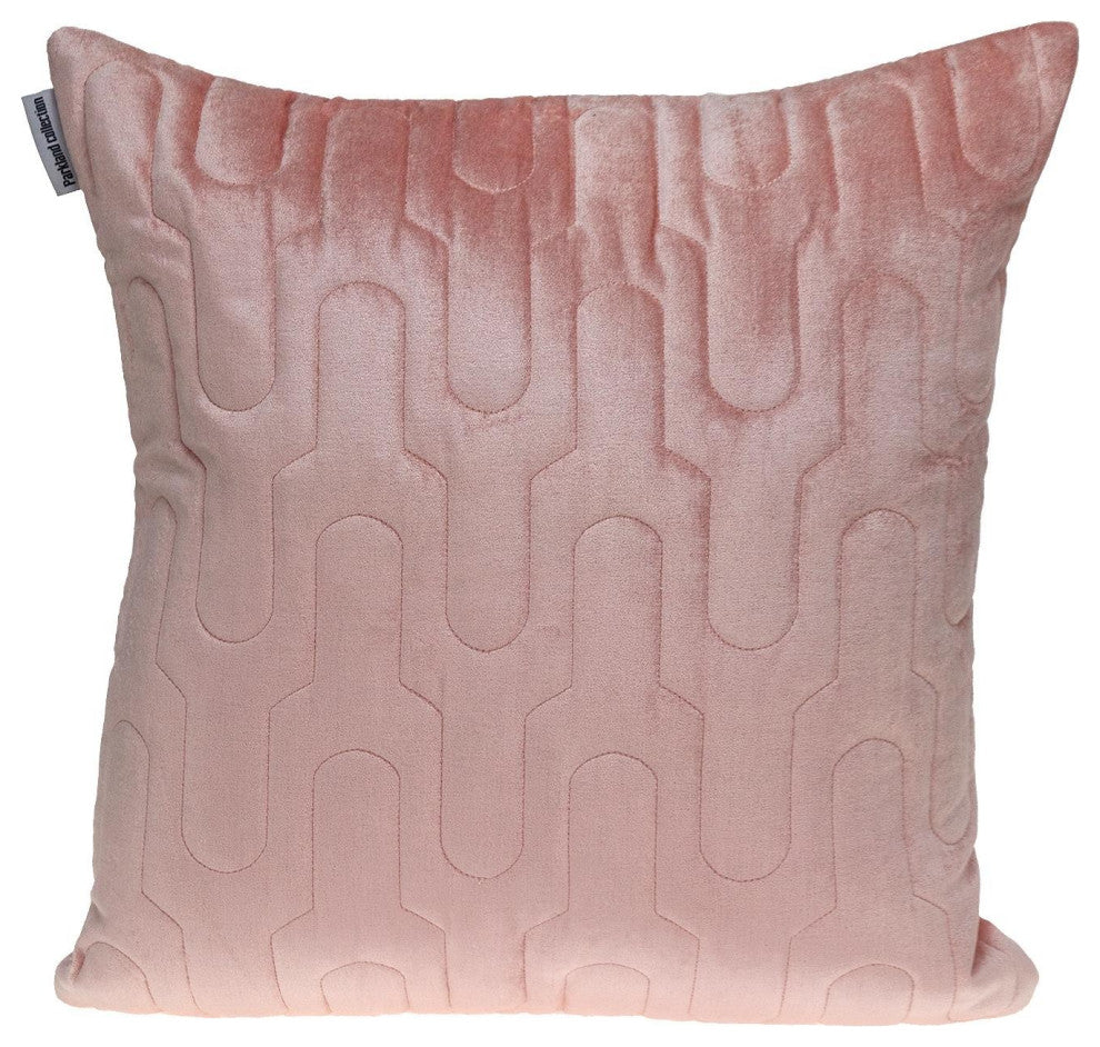 Geometric Lush Quilted Metallic Pink Throw Pillow