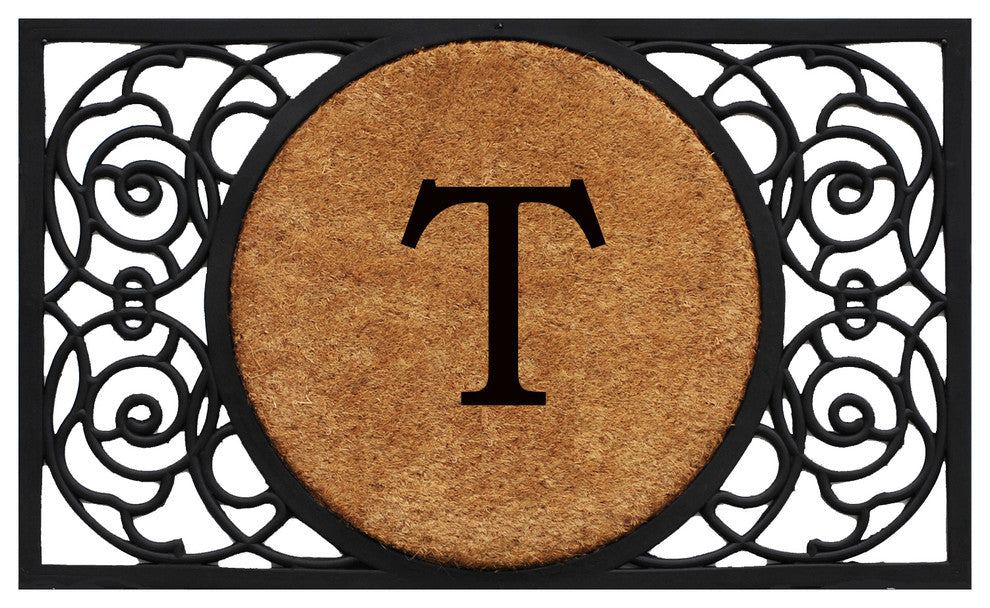 Armada Circle Monogram Doormat 18"x30", Letter T