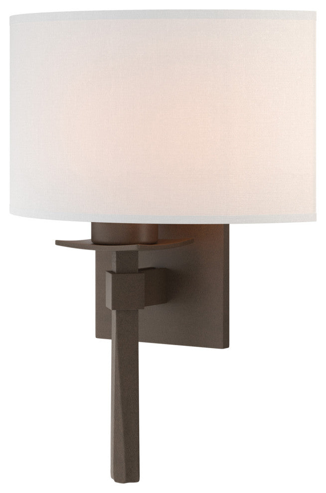 Beacon Hall Half Drum Shade Sconce, Bronze, Natural Anna Shade