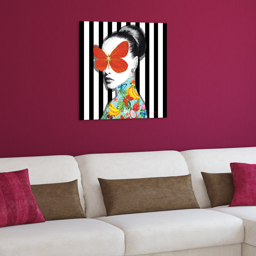 Beautiful Woman Printed Wall Art Unframed Free Floating Tempered Glass