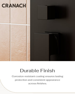 CRANACH CROZET 10-Inch Square Rain Shower System, Multifunction handshower, Matte Black