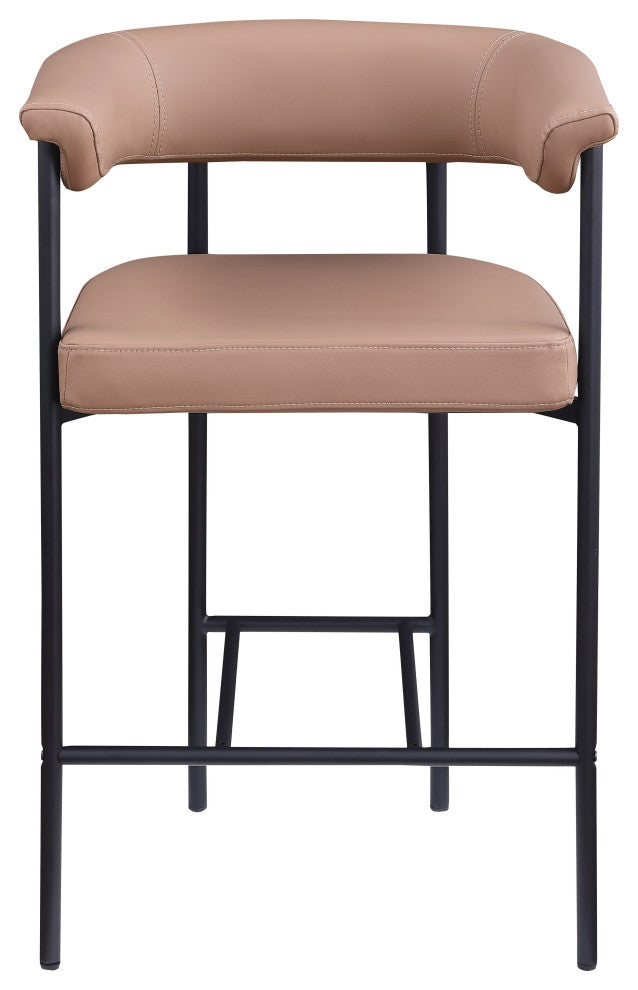 Malin Upholstered Counter Stool, Set of 2, Tan, Vegan Leather