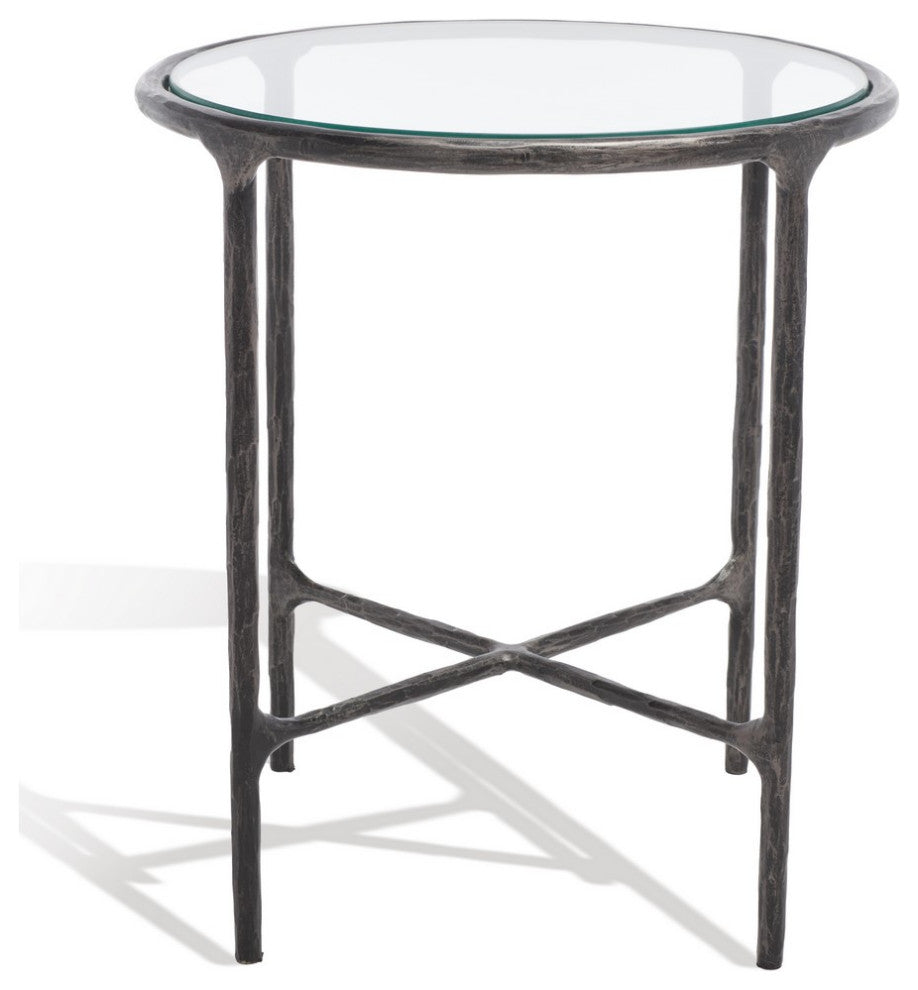 Safavieh Couture Jessa Forged Metal Round End Table, Black