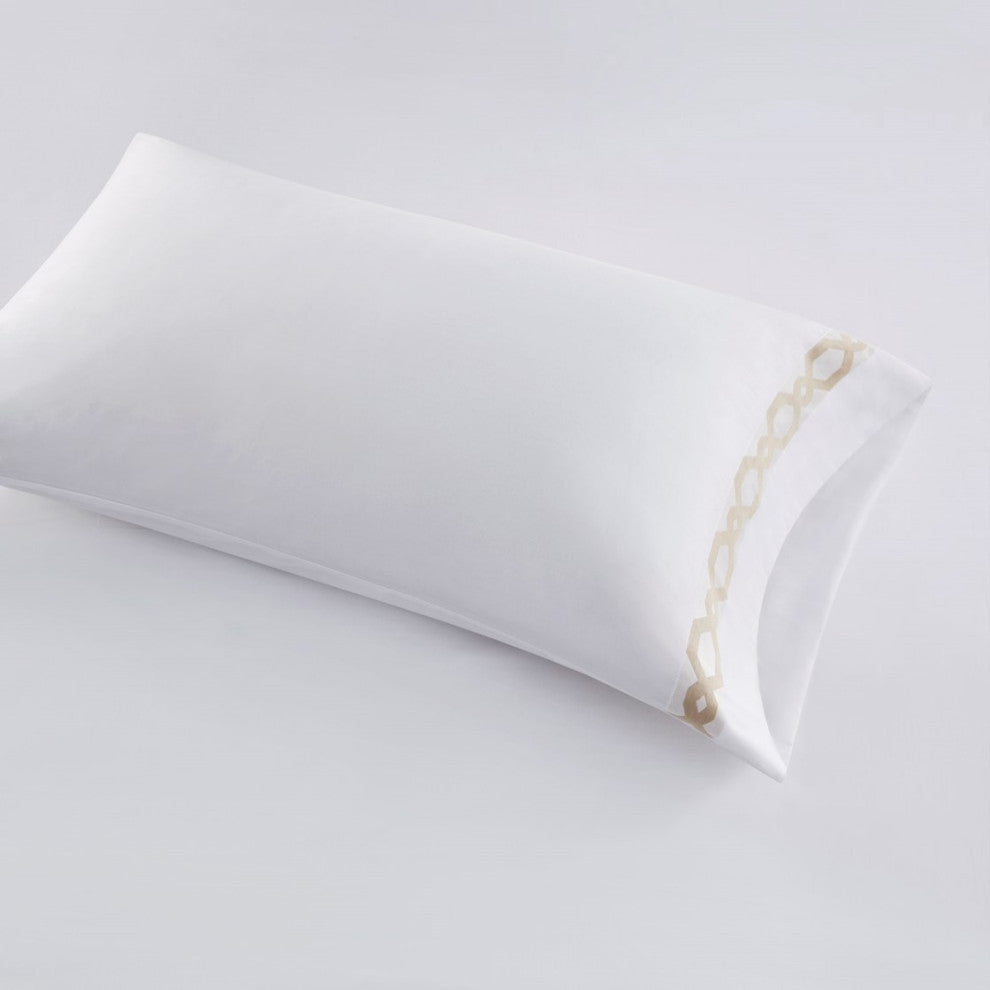 Croscill Signature Hem Sateen Weave 300TC Cotton Sheet Set, Taupe, Cal King