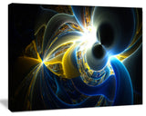 Glowing Blue Yellow Plasma, Oversized Abstract Canvas Art Print, 60x40