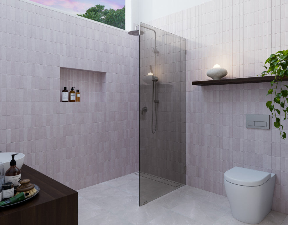 Ursa 30"x78" Frameless Single Glass Shower Panel, Gray Tint, Brushed Nickel