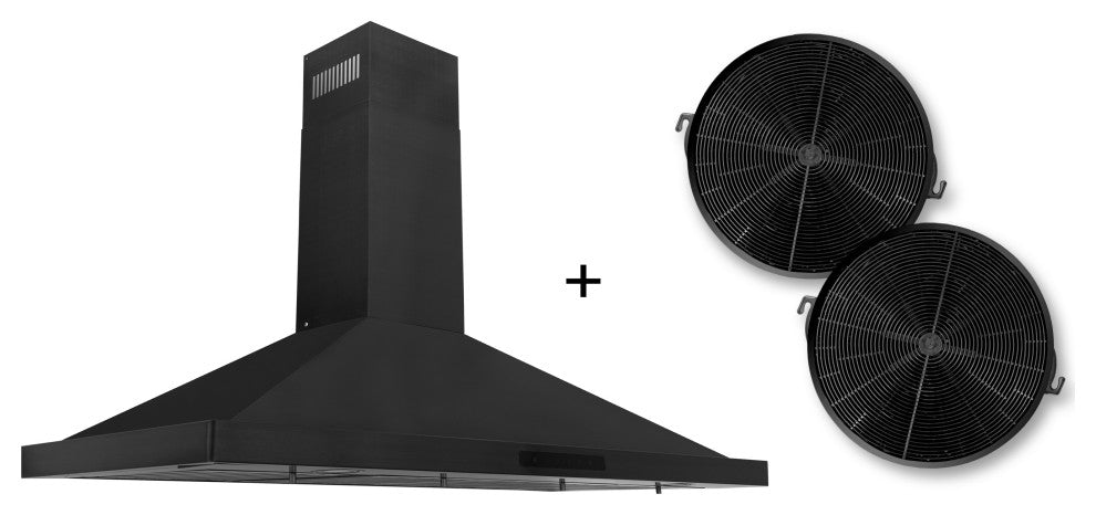 ZLINE 42" Range Hood, Black Stainless Steel With Set of 2 Charcoal Filters