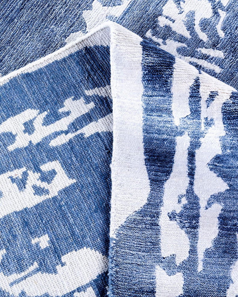 Modern, One-of-a-Kind Hand-Knotted Area Rug - Blue, 9' 2" x 12' 0"