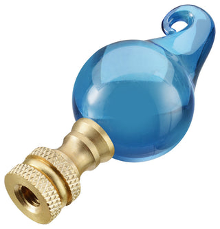 Aspen Creative 24016-12, 2 Pack Blue Glass Lamp Finial in Solid Brass Finish
