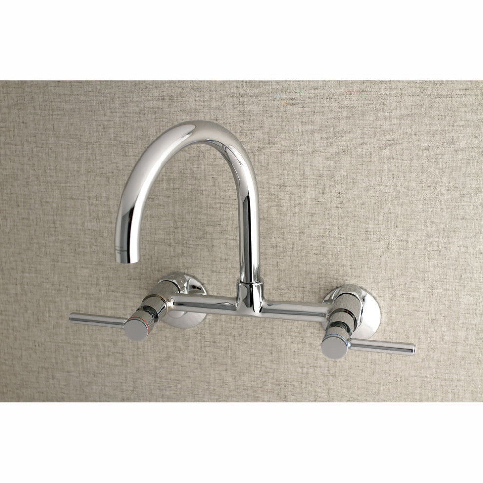 Kingston Brass Two-Handle Wall Mount Kitchen Faucet, Polished Chrome