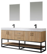 Alistair Vanity, North American Oak, Matte Black Hardware, 72", With Mirror