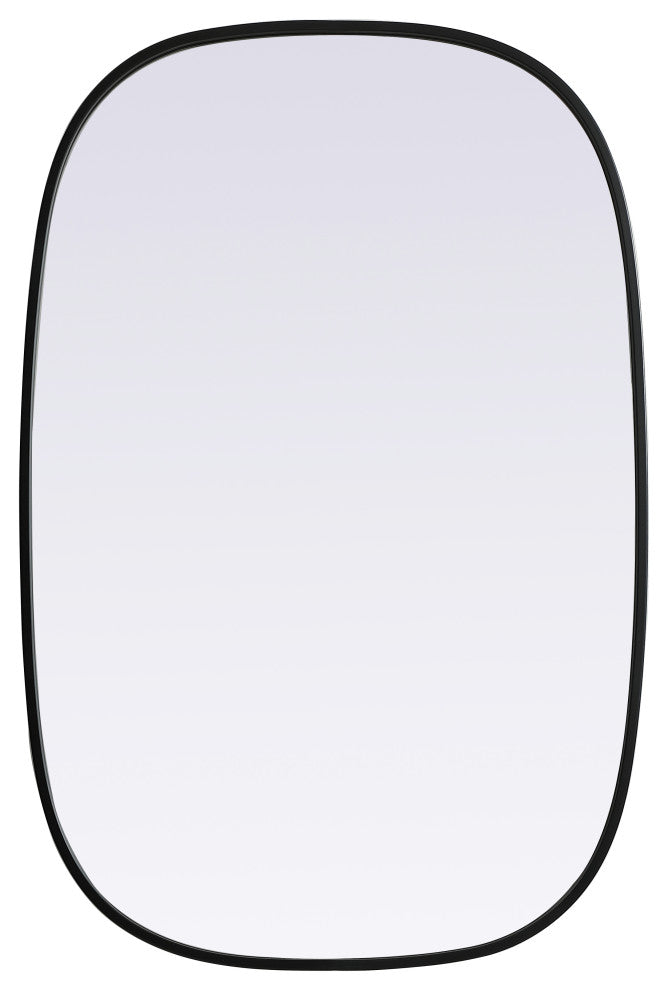 Metal Frame Oval Mirror 24X36 Inch, Black