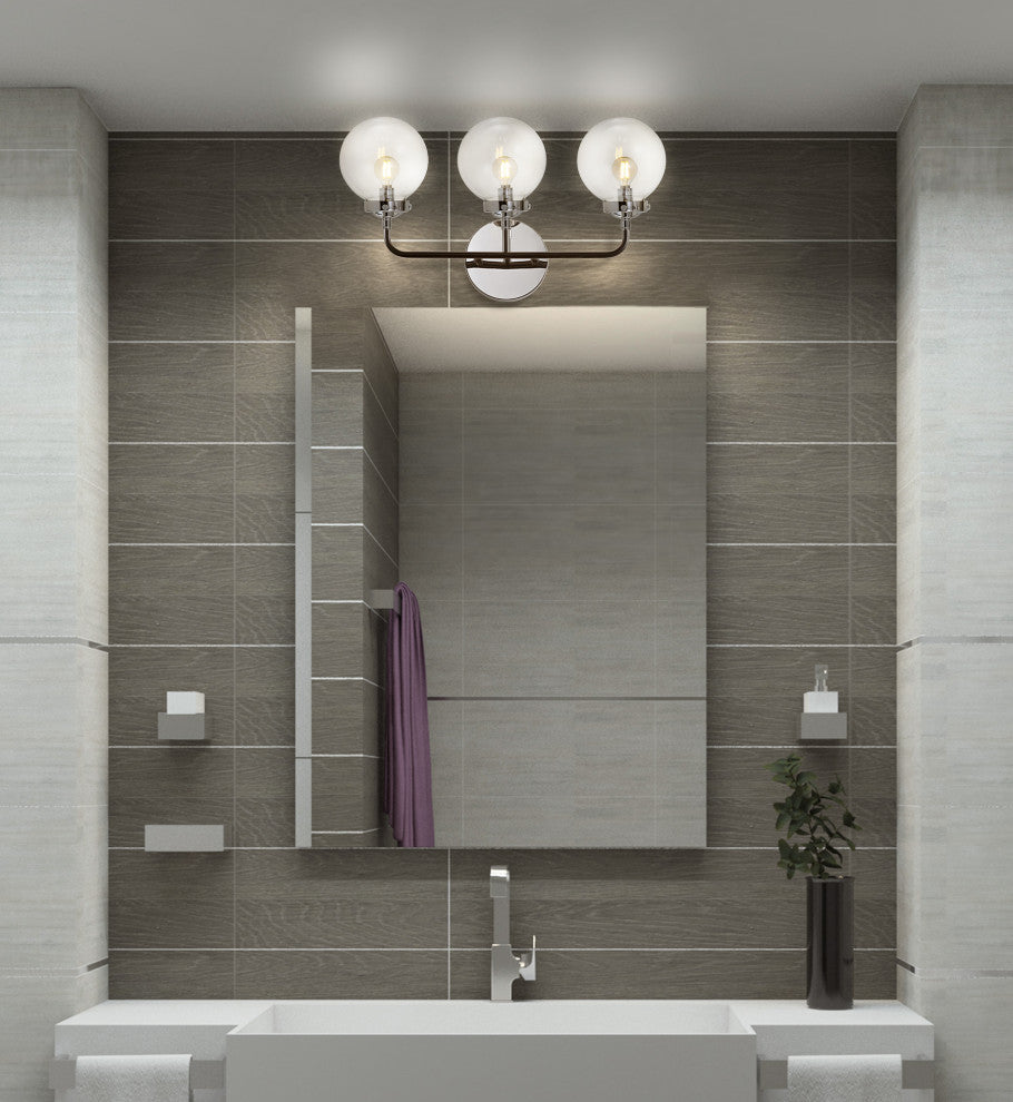 Caleb 1-Light Brass Wall Sconce, Chrome/Black, 3 - Light(s)