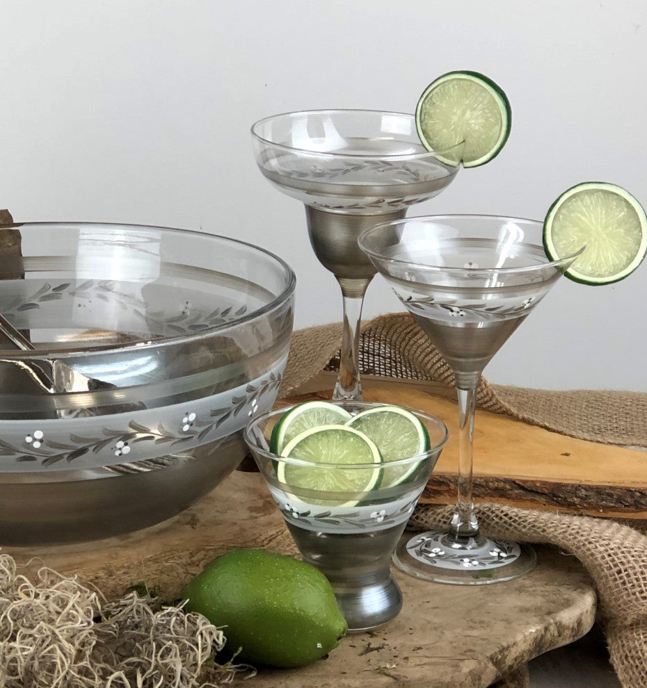 Pewter Vine Cosmos Glasses, Set of 2