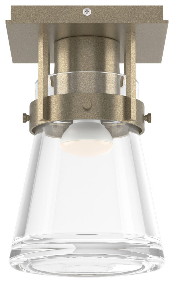 Erlenmeyer 1-Light Semi-Flush, Clear Glass, Soft Gold