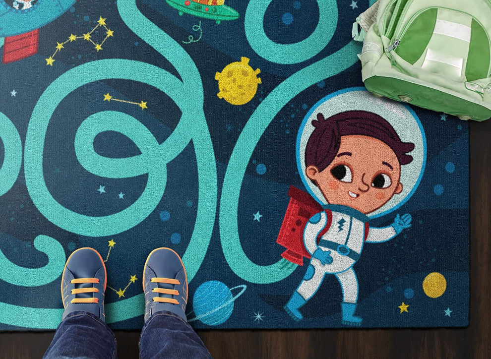 Flagship Carpets CE490-28W 5x8 Space Maze Rectangular Rug