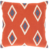 Surya Zulu Brick Red Pillow Shell With Down Insert 22"H X 22"W