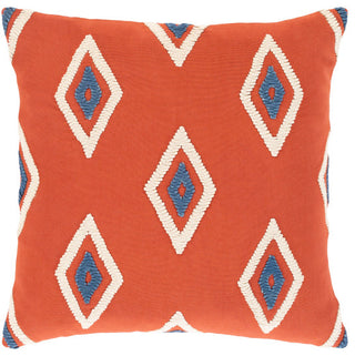 Surya Zulu Brick Red Pillow Shell With Down Insert 22"H X 22"W