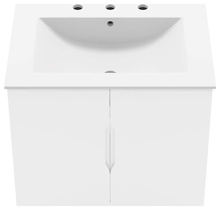 Sink Vanity Cabinet, White, Ceramic, Melamine, Modern, Hotel Bathroom Guest