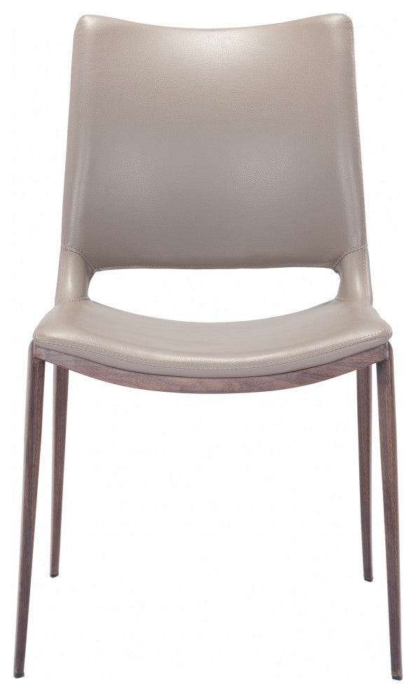 Set of Two Gray Faux Leather and Espresso Mod Ergo Dining Chairs
