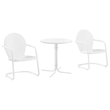 Outdoor 3-Piece Bistro Set with Pedestal Table and UV-Resistant Chairs, White