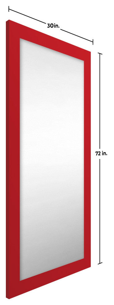 72"x30" Pop of Color Wall/Floor Mirror Art, Italian Red