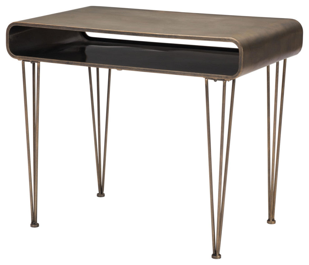 Computer Work, Rectangular, Steel Metal, Antique Gold, Home Business Office