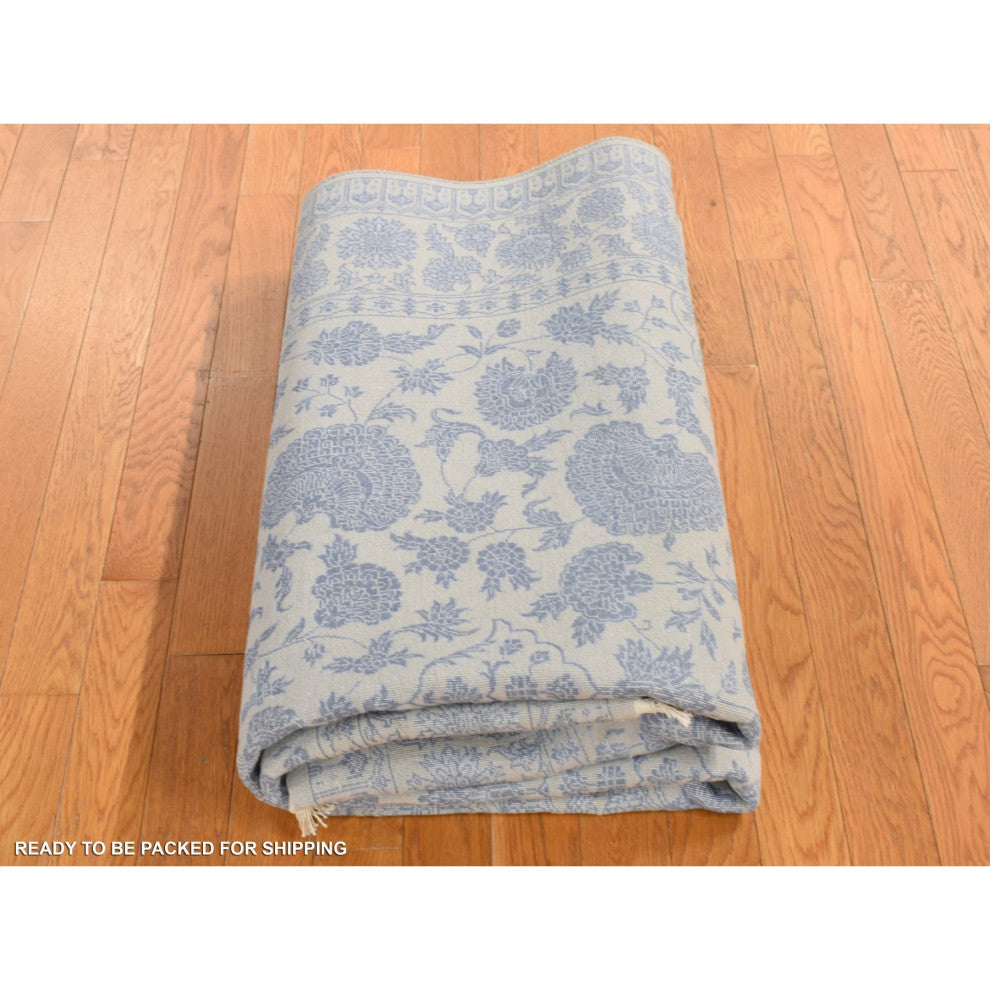 Silk Gray Kashan 250 KPSI Half Wool Half Silk Hand Knotted Rug 5'7"x7'10"