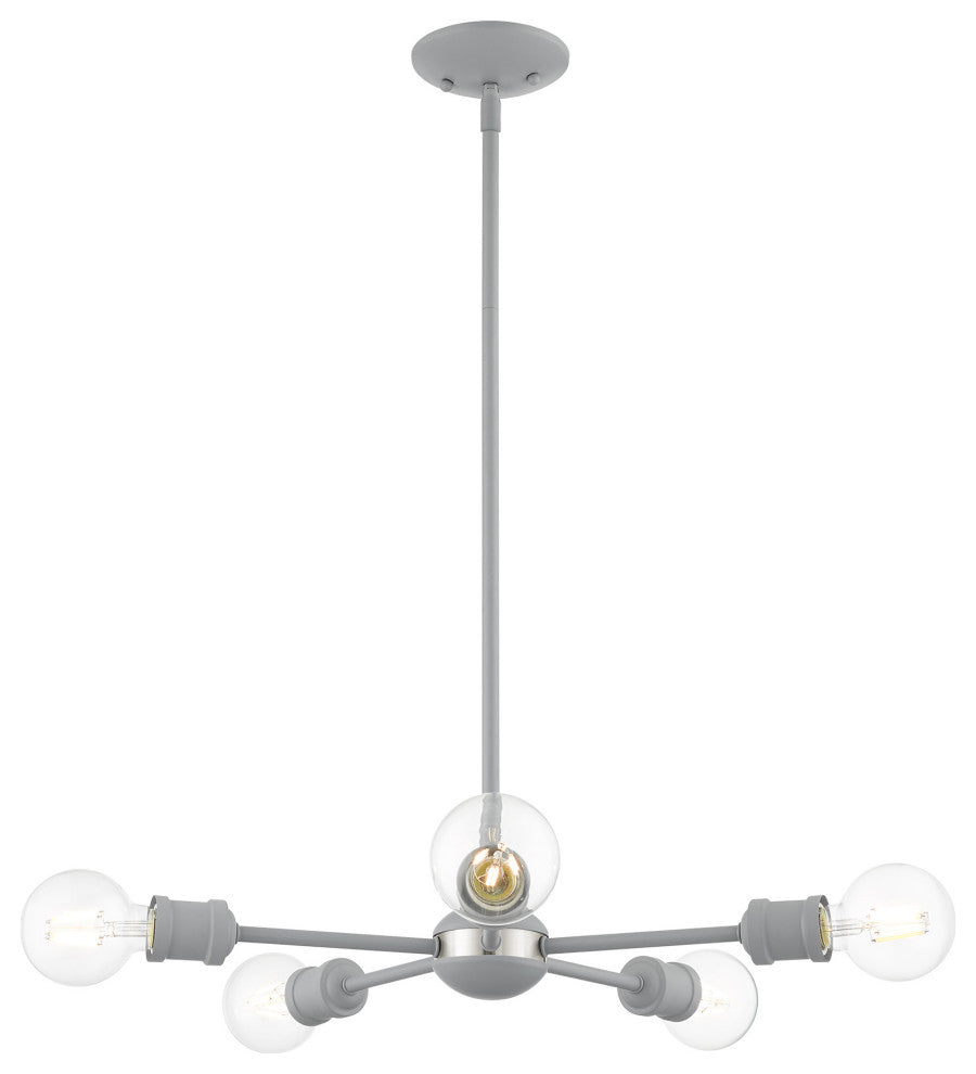 Livex Lighting Lansdale 5 Light Nordic Gray, Brushed Nickel Accents Chandelier