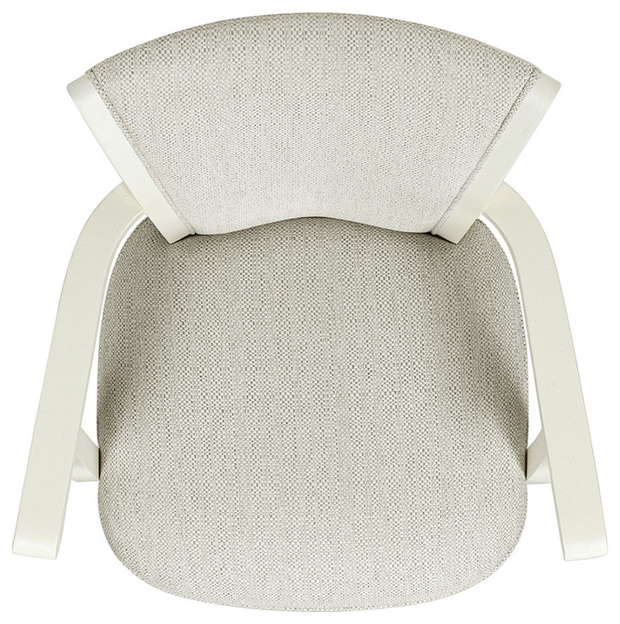 Williams Swivel Bar and Counter Stool With Armrests, White Pepper Stain Resistant Polyester & White Oak Wood, Counter Height