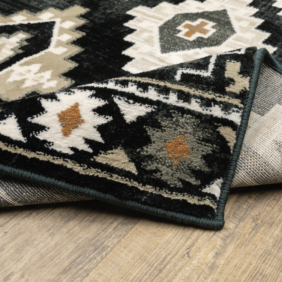 Garson Southwest Diamonds Area Rug, Charcoal, 1'10"x7'6"
