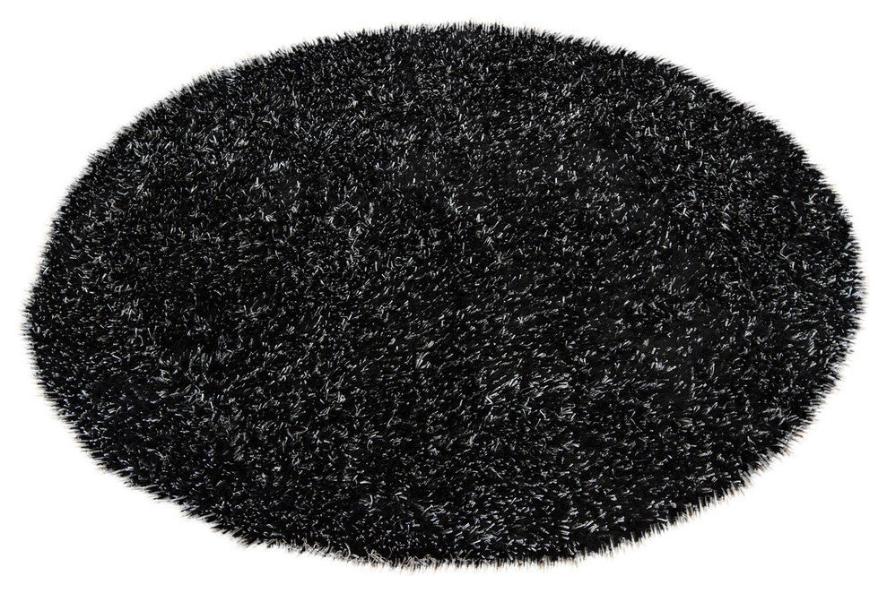 Dior Contemporary Area Rug, Black and White, 7'9" Round