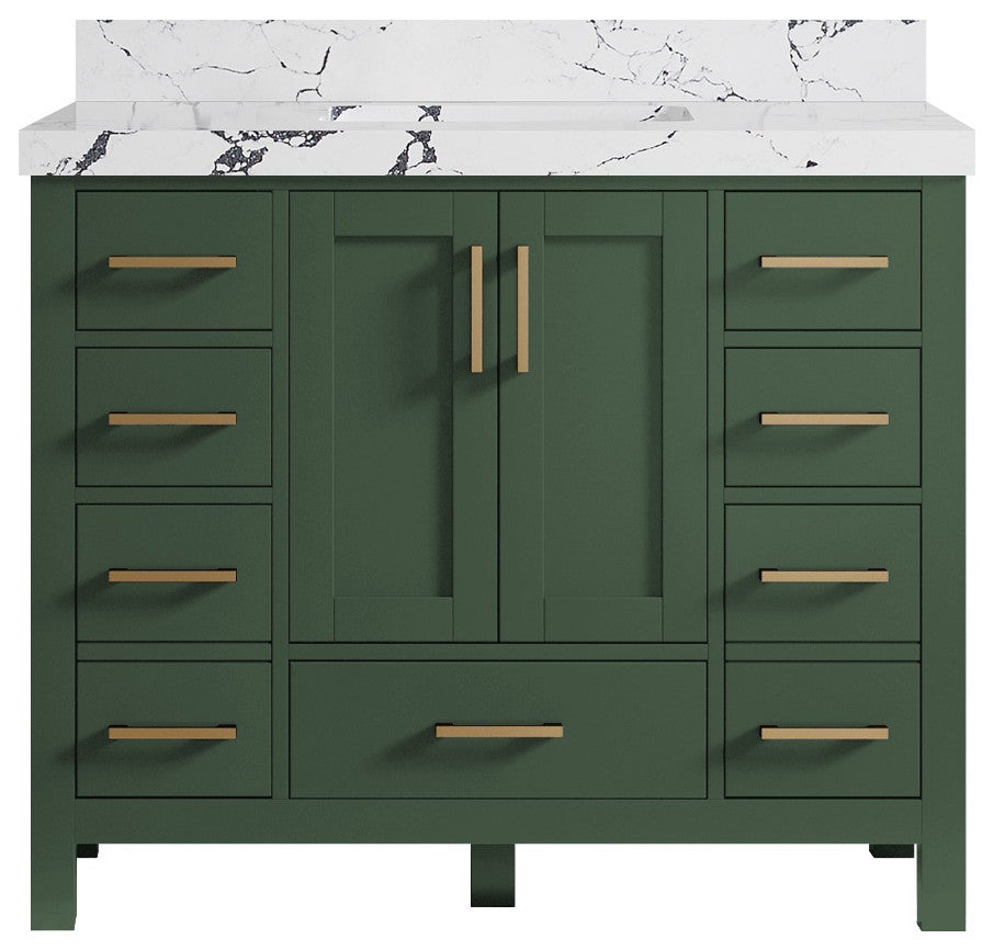 Malibu 36 Center Sink Bath Vanity in Lafayette Green 2" Viola Night