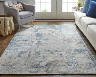 Corben R39GH Transitional/Industrial/Casual Rug, Blue/Ivory, 4'x6'