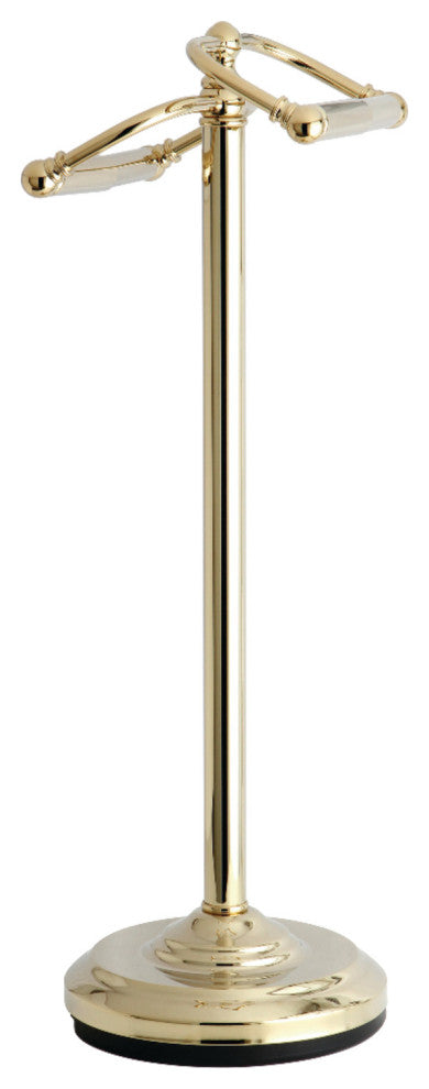 Kingston Brass Freestanding Double Roll Toilet Paper Holder, Polished Brass