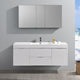 Valencia Wall Hung Bathroom Vanity, Medicine Cabinet, Glossy White, 60"