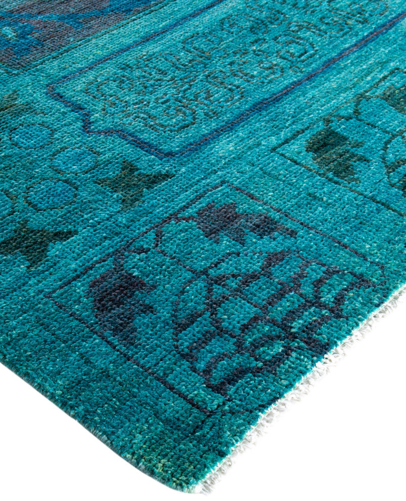 Overdyed One-of-a-Kind Hand-Knotted Area Rug Green, 8' 3" x 9' 8"