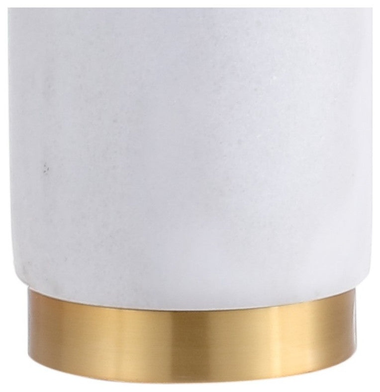 Adams 23" Marble Table Lamp, White and Brass