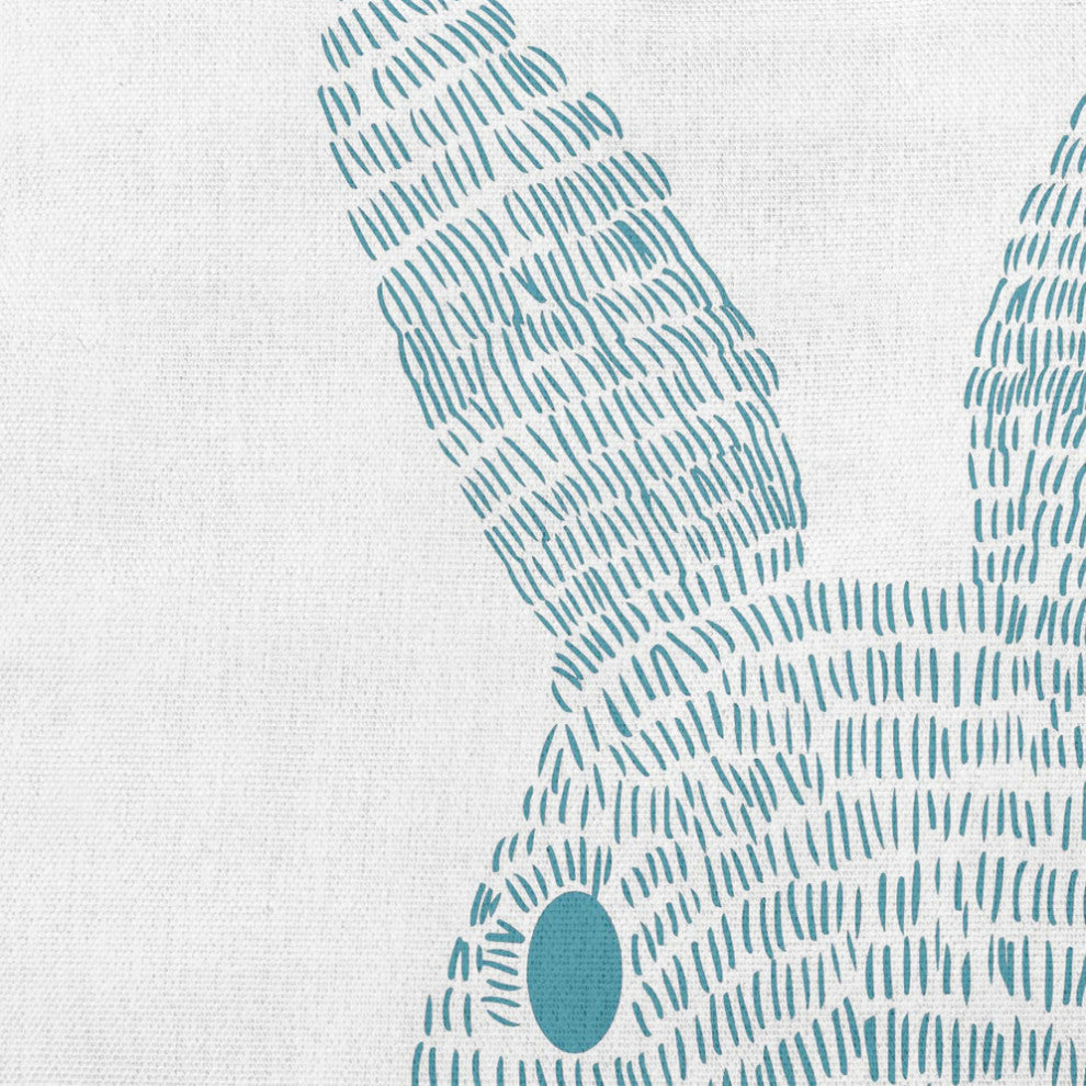 Monochrome Bunny Easter Decorative Throw Pillow, Explorer Blue, 18x18"