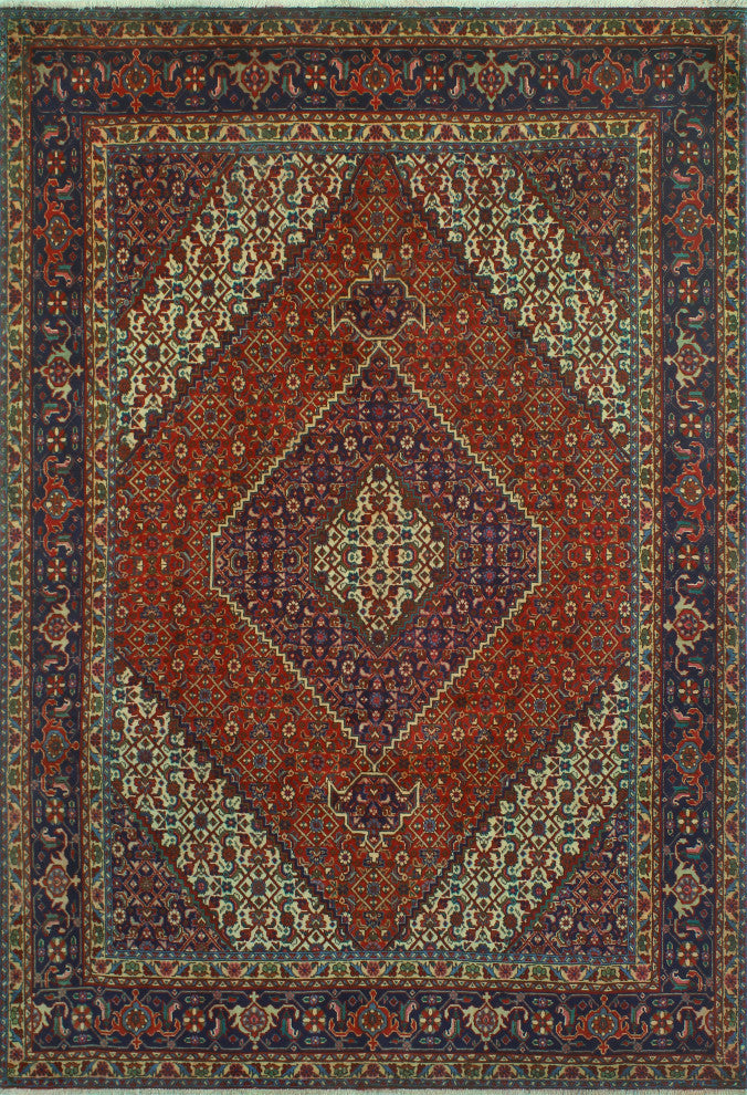 Fine Vintage Distressed Norbert Red/Navy Rug, 6'7x9'9