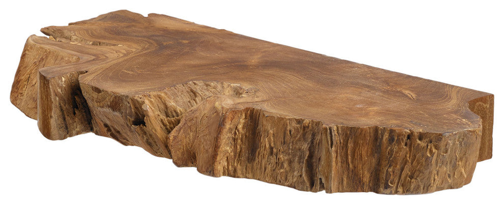 Takara Natural Teak Wood Live Edge Wall Shelf, 15.8x9.8x2in.