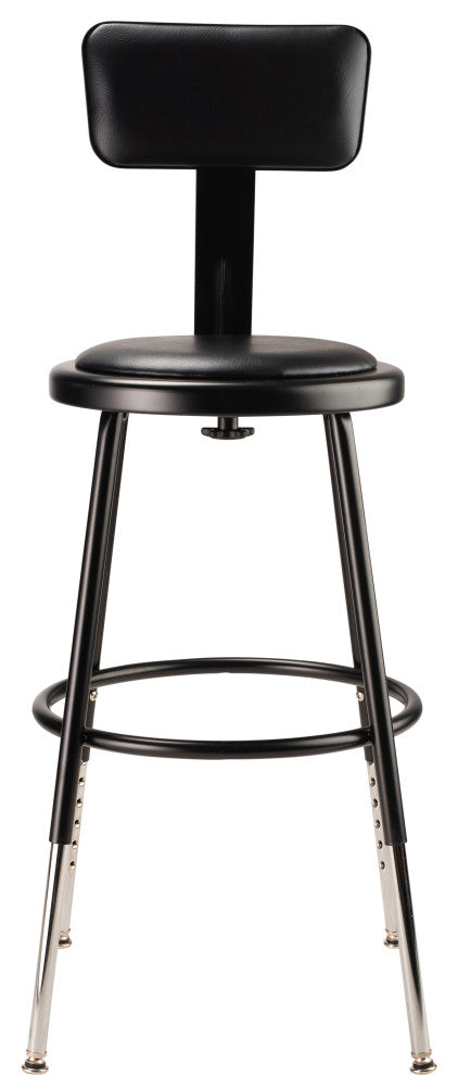 NPS 19"-27" Height Adjustable Vinyl Padded Steel Stool With Backrest, Black